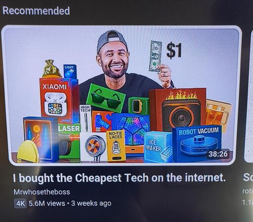 YouTube video of Channel "Mrwhosetheboss" posted a video titled "I bought the cheapest Tech on the internet."