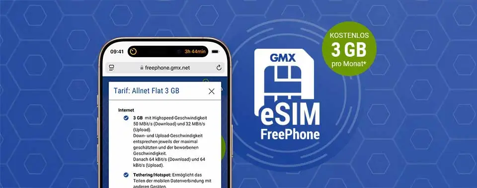 GMX FreePhone: Kostenloser Handytarif mit eSIM und 3 GB Daten