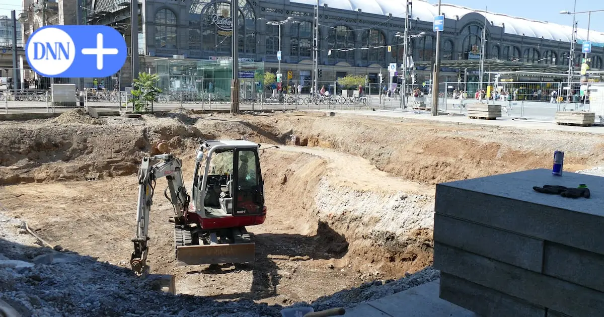 Baustelle am Hauptbahnhof Dresden: Bäume werden gepflanzt