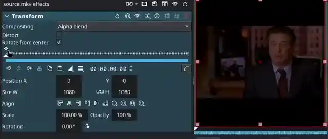screen recording of inserting a second keyframe and setting its size to 120%, then playing back the clip to demonstrate it slowly growing in size between the two keyframes
