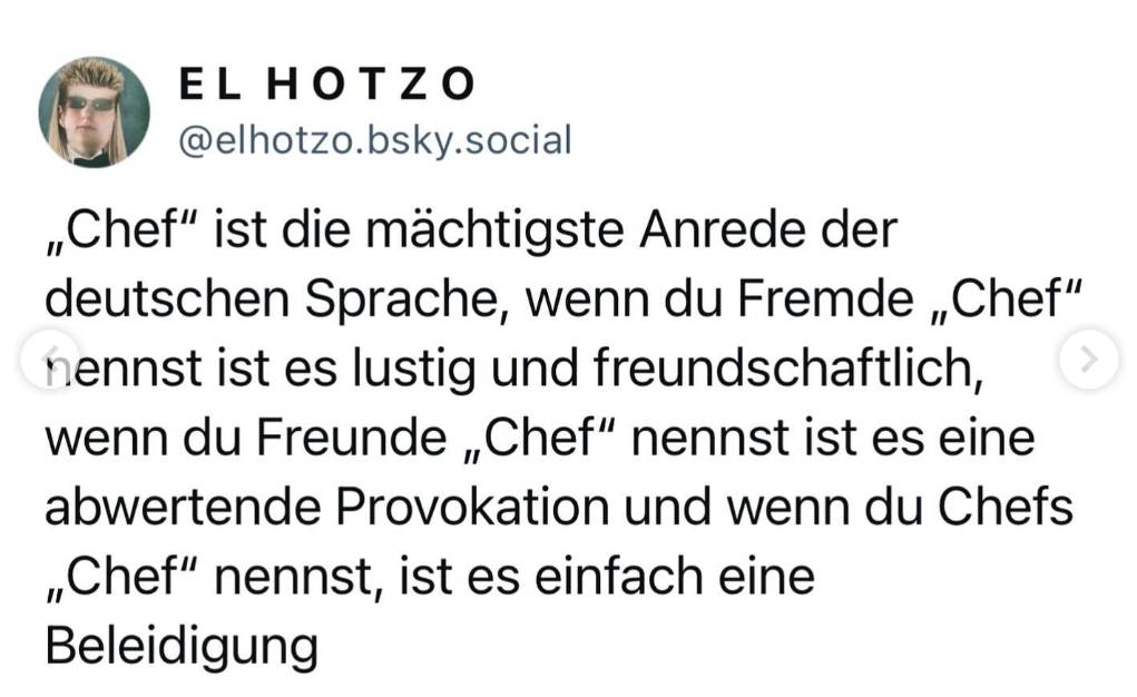 Hotzo: Die Anrede Chef