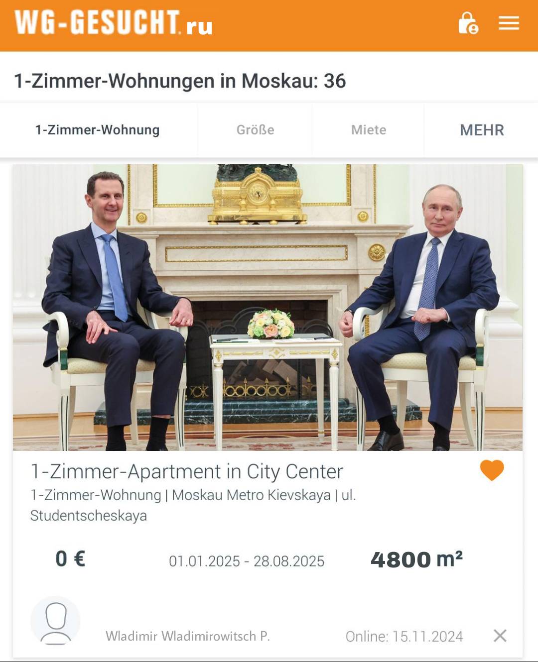 WG-gesucht.ru (Foto mit Assad + Putin)