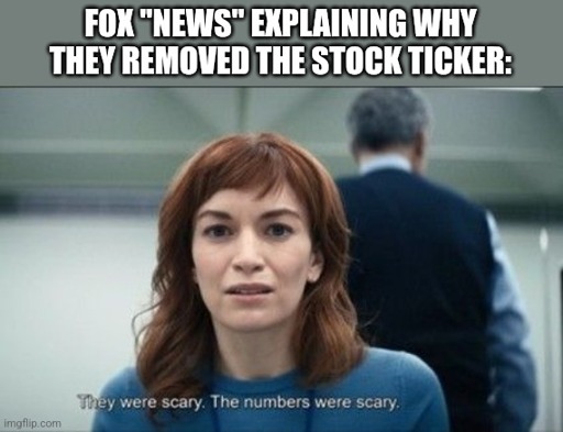 fox news explaining why they removed the stock ticker: severance meme, the numbers were scary.