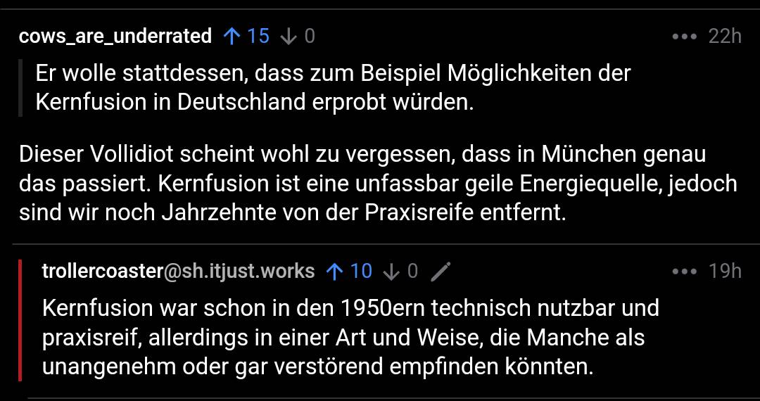 Kernfusion war schon in den 1950er Jahren praktisch einsetzbar, wurde aber als verstörend empfunden